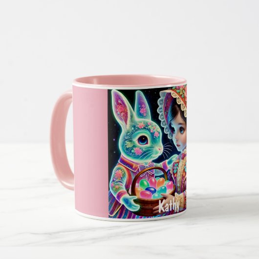 KATHY ~ Meisje Eieren Bunny ~ Mok (Voorkant links)