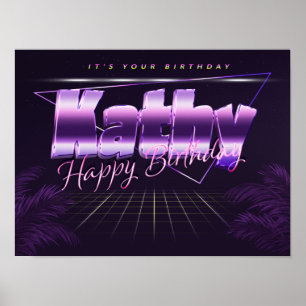 Kathy Nom Vorname lila retro Poster Geburtstag