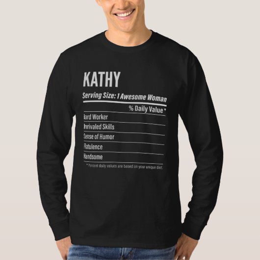 Kathy  Nutritional Facts Serving Size Calories T-shirt (Voorkant)