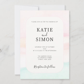 Katie - Aquarelle Pastel Faire-part de mariage