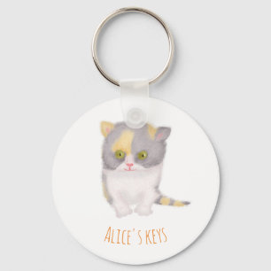Katie kitten leuke gepersonaliseerde sleutelring sleutelhanger