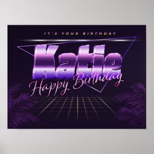Katie Nom Vorname lila retro Poster Geburtstag