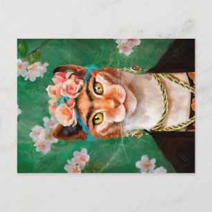 katje Frida met bloemen Briefkaart