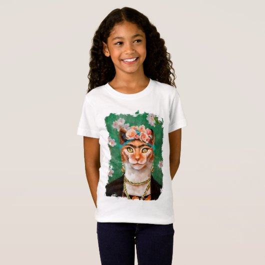 katje Frida met bloemen T-shirt (Voorkant volledig)