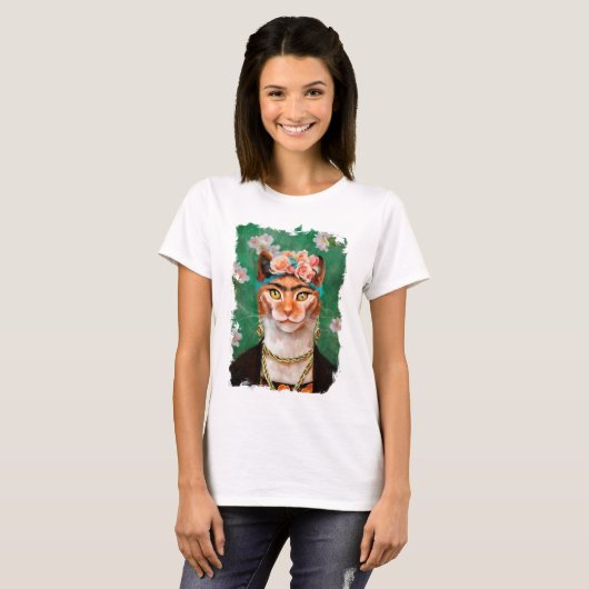 katje Frida met bloemen T-shirt (Voorkant volledig)