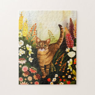 katje in de bloeiende tuinlijke Waterverf Legpuzzel