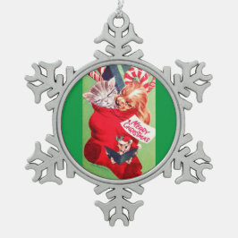 Katje van het Puppy van het Baby van het vintage Tin Sneeuwvlok Ornament