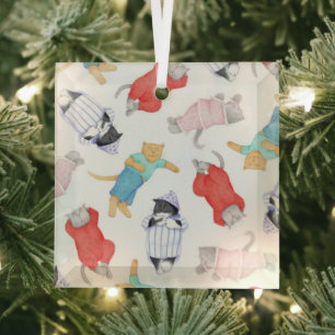 KATJES PYJAMA Glas vierkante kerstbal Ornament