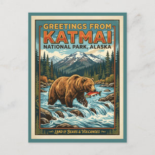 Katmai Nationaal Park Alaska Retro Briefkaart