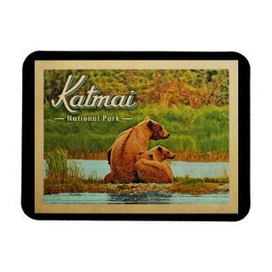 Katmai Nationaal Park Beren Vintage Magneet