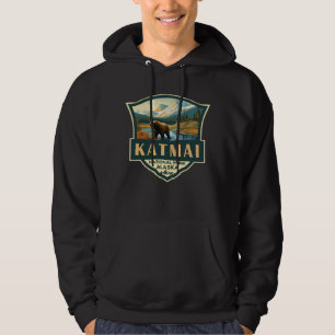 Katmai Nationaal Park Illustratie Retro Badge Hoodie