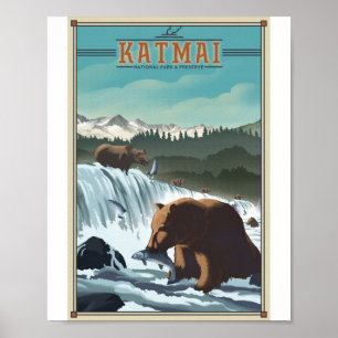 Katmai Nationaal Park Litho Kunstwerk Poster