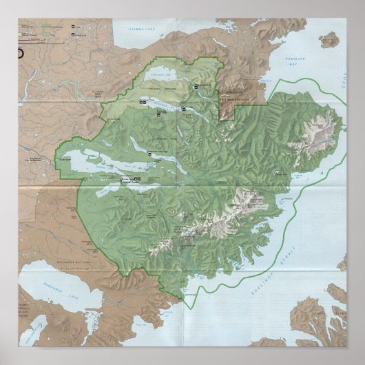 Katmai National Preserve Map Poster (Voorkant)