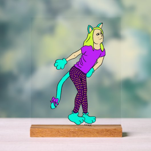 katmeisje acryl bord (Neutraal)