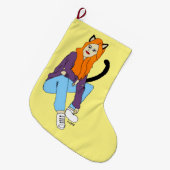 katmeisje grote kerstsok (Voorkant (Hangend))