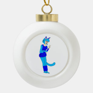 katmeisje keramische bal ornament