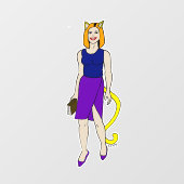 katmeisje raamsticker (Vel)