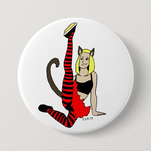 katmeisje ronde button 7,6 cm (Voorkant)