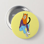 katmeisje ronde button 7,6 cm (Voorkant /achterkant)