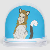 katmeisje sneeuwbol (Achterkant)