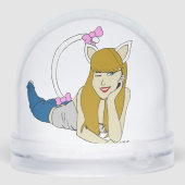 katmeisje sneeuwbol (Achterkant)