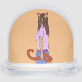 katmeisje sneeuwbol (Achterkant)