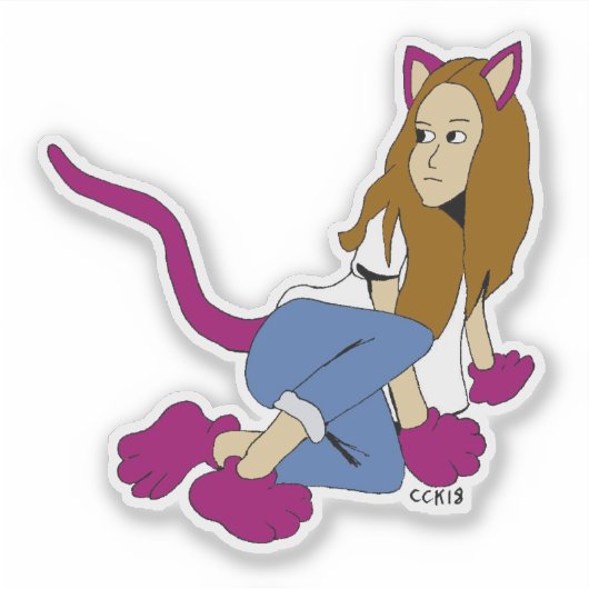 katmeisje sticker (Voorkant)