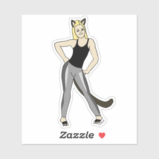 katmeisje sticker (Vel)