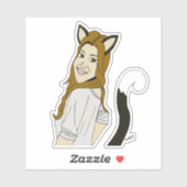 katmeisje sticker (Vel)