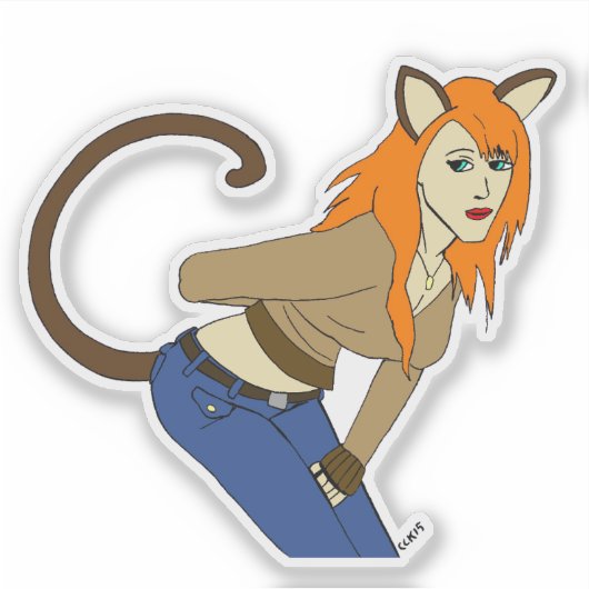 katmeisje sticker (Voorkant)