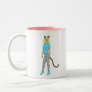 katmeisje tweekleurige koffiemok
