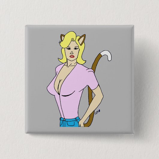 katmeisje vierkante button 5,1 cm (Voorkant)