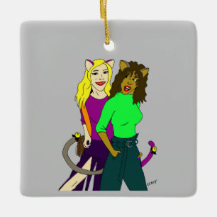 katmeisjes keramisch ornament