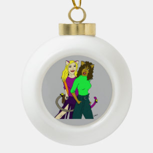 katmeisjes keramische bal ornament