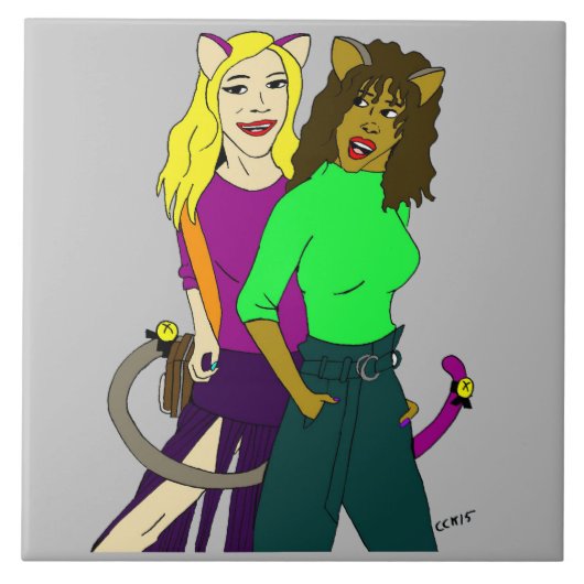 katmeisjes tegeltje (Voorkant)