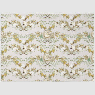 Katoen Boll Floral Foliage Mustard Craft Tissuepapier