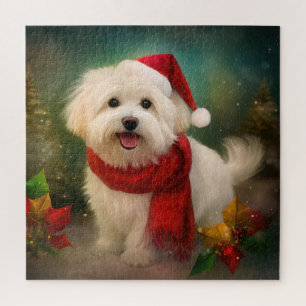 Katoen De Tulear Hond in Sneeuw Kerstmis Legpuzzel