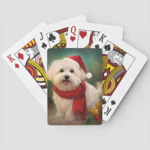 Katoen De Tulear Hond in Sneeuw Kerstmis Pokerkaarten