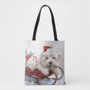 Katoen De Tulear Hond Kerstfeest Draagtas