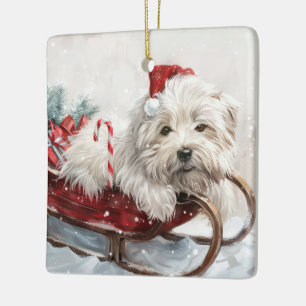 Katoen De Tulear Hond Kerstfeest Keramisch Ornament