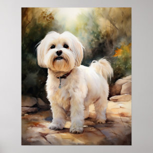 Katoen De Tulear Hondenkunst Print Poster