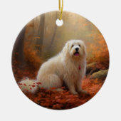 Katoen De Tulear in Herfstbladeren Herfst Inspire Keramisch Ornament (Voorkant)