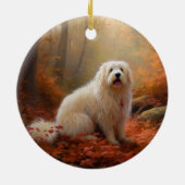 Katoen De Tulear in Herfstbladeren Herfst Inspire Keramisch Ornament (Achterkant)