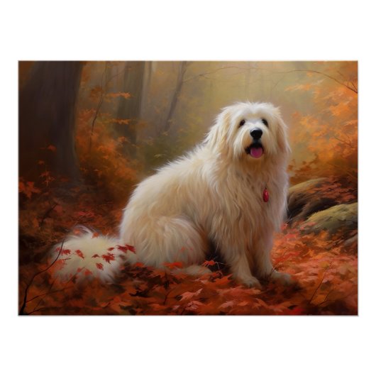 Katoen De Tulear in Herfstbladeren Herfst Inspire Perfect Poster (Voorkant)
