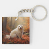 Katoen De Tulear in Herfstbladeren Herfst Inspire Sleutelhanger (Achterkant)