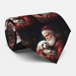 Katoen De Tulear Met Kerstman Kerstmis Stropdas