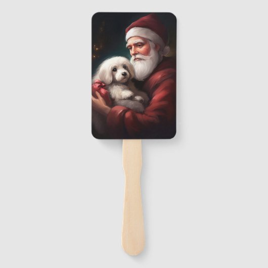 Katoen de Tulear met Kerstmis Handwaaier (Achterkant)