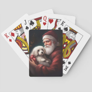 Katoen de Tulear met Kerstmis Pokerkaarten