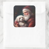 Katoen de Tulear met Kerstmis Vierkante Sticker (Tas)