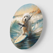 Katoen De Tulear Strand Surfen Schilderij Grote Klok (Hoek)